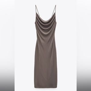 Zara flowing strappy dress with draped neckline